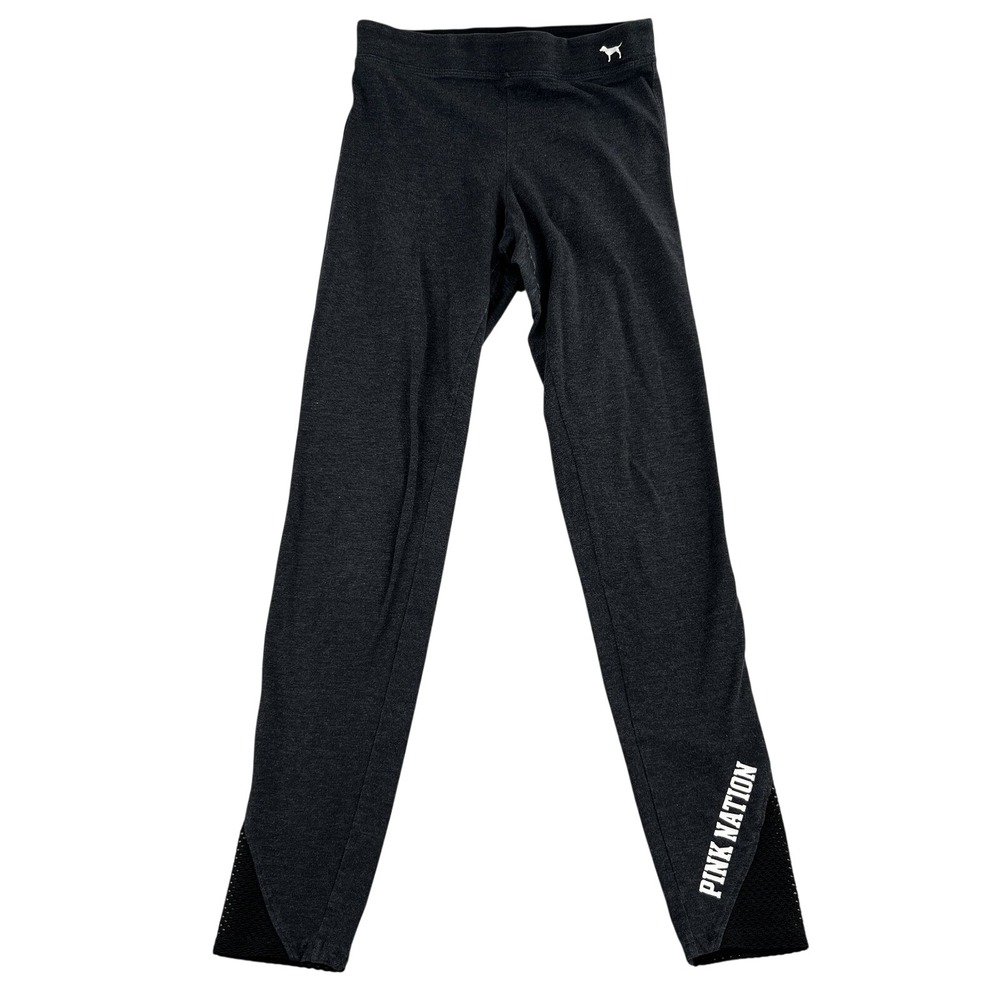 PINK Victorias Secret Yoga Leggings XS Charcoal Mesh Panel Pink Nation Women